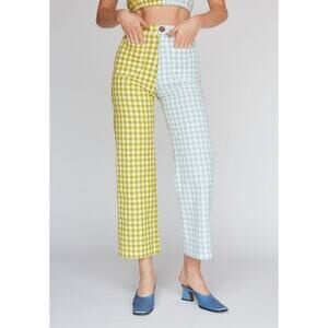 Lykke Wullf Basil Pant in Gingham Check Two Tone High Waisted Cropped Medium